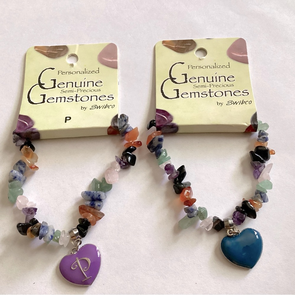 Swibco Personalized Genuine Semi-Precious Gemstone stretch Bracelet